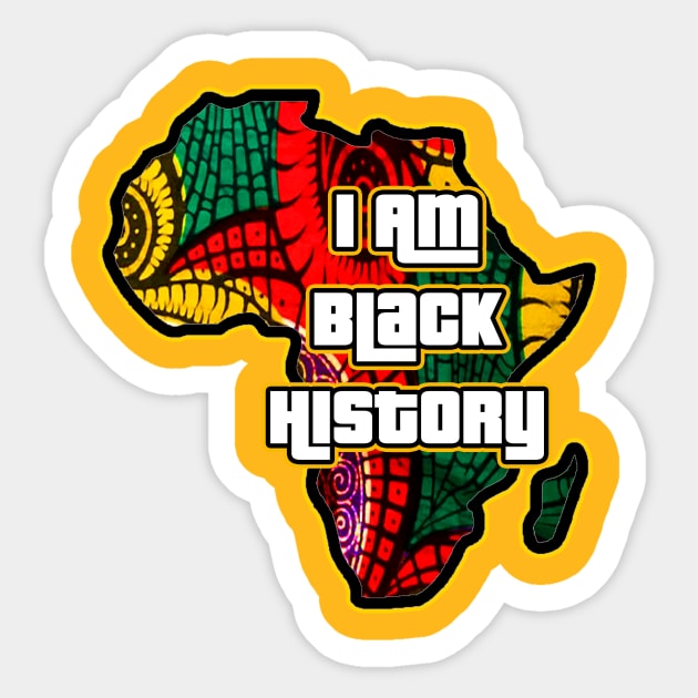 I am Black History  African Fabric Collage Sticker by artbyomega